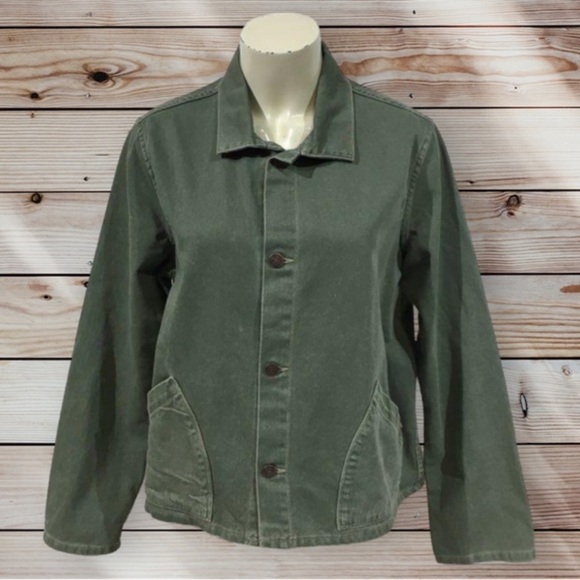 imogene + willie Jackets & Blazers - Imogene + Willie Agnes Olive Green Cotton Work Jacket